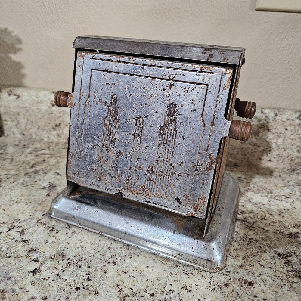 Vintage Metal Toaster with Art Deco Design
